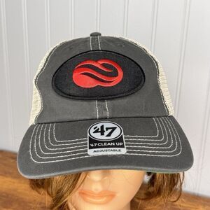 47 Clean Up Mesh Snap Back Baseball Hat Cap Red & Black Game Logo?
